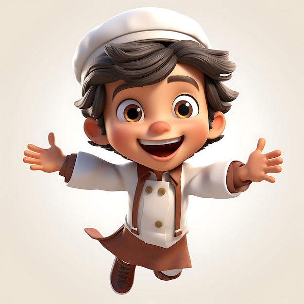 Un personnage de mascotte de chef mignon en 3D