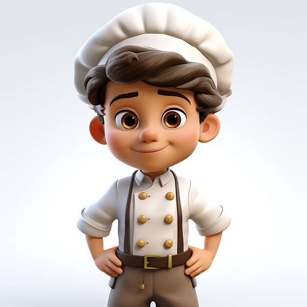 Un personnage de mascotte de chef mignon en 3D