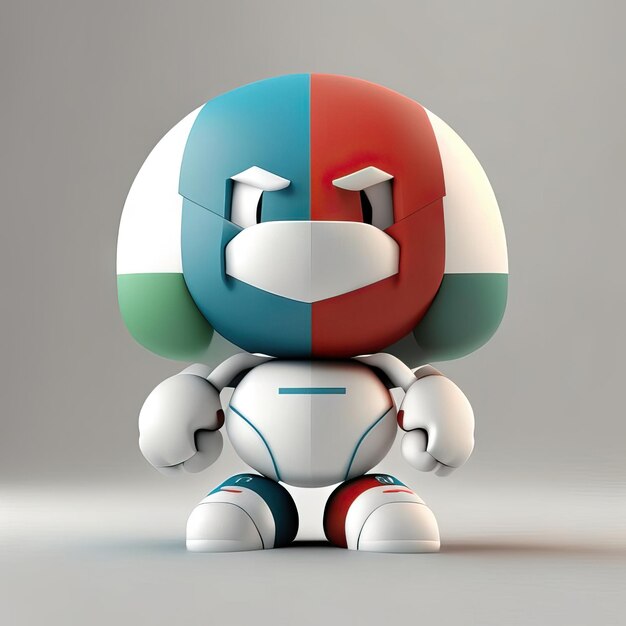 Photo personnage de mascotte dans les couleurs blanc vert et rouge ia générative