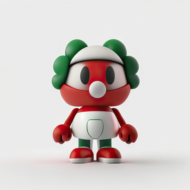 Personnage de mascotte dans les couleurs blanc vert et rouge IA générative