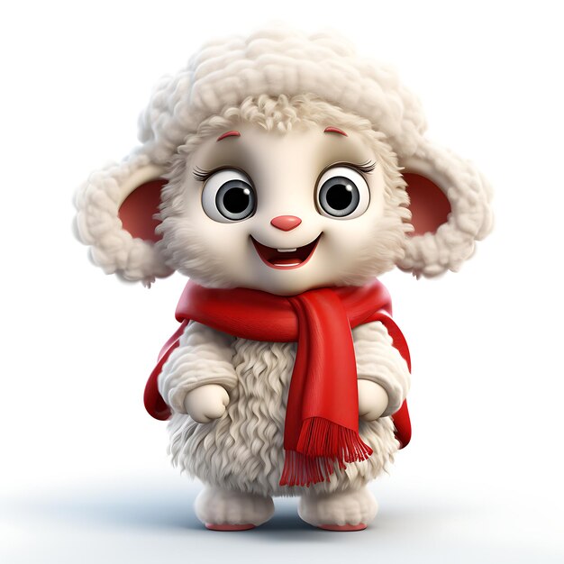 Le personnage de la mascotte des moutons de Noël en 3D