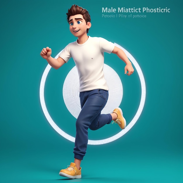 Personnage masculin en 3D qui court seul