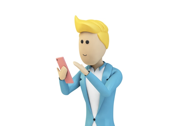 Personnage masculin utilisant un smartphone