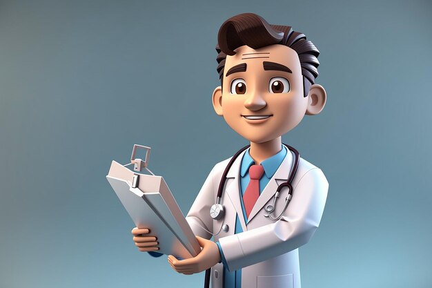 personnage de médecin de dessin animé 3d