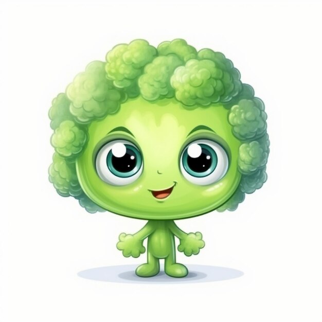 Personnage mignon de brocoli avec de grands yeux