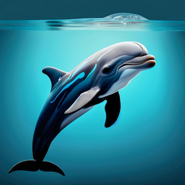 Personnage mignon de dauphin de dessin animé 3D IA générative
