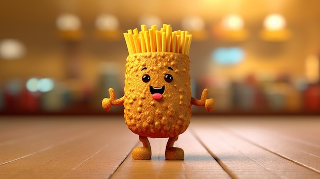 Personnage mignon de frites IA générative