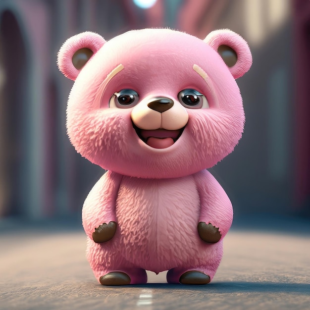 Photo le personnage mignon de l'ours souriant 3d