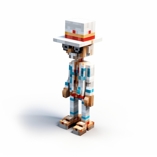 Photo un personnage de minecraft coloré dans un chapeau de style jeanbaptiste carpeaux