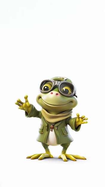 Le personnage de la petite grenouille 3D est un autocollant d'aviateur