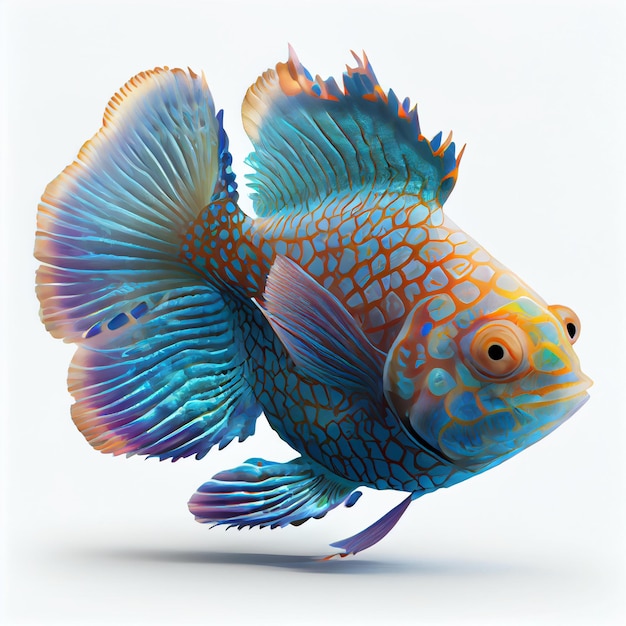 Un personnage de poisson coloré ai génératif