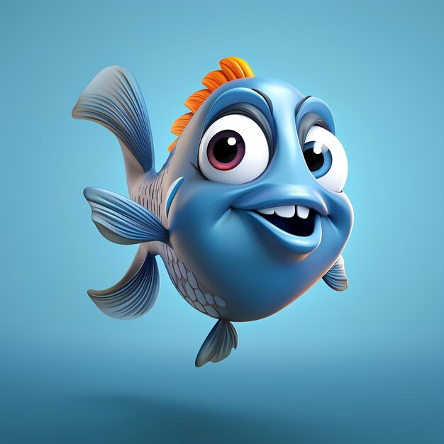 Personnage de poisson de dessin animé 3D