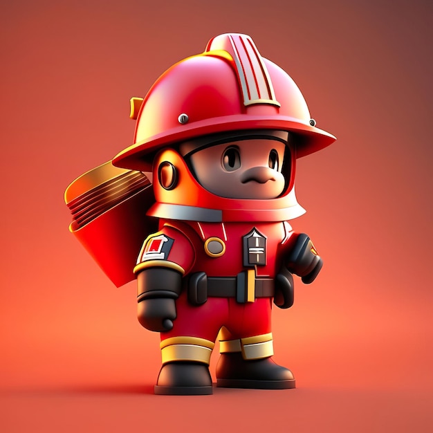 Photo personnage de pompier avec uniforme et casque en 3d ai générative