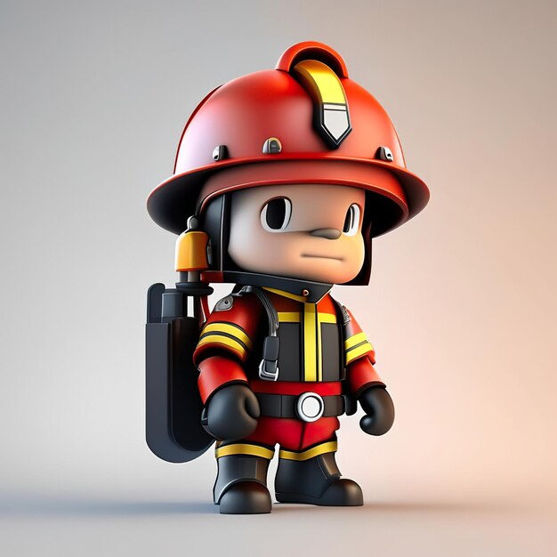 Personnage de pompier avec uniforme et casque en 3D AI générative