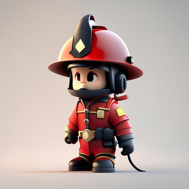 Personnage de pompier avec uniforme et casque en 3D AI générative