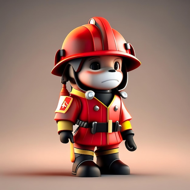 Photo personnage de pompier avec uniforme et casque en 3d ai générative