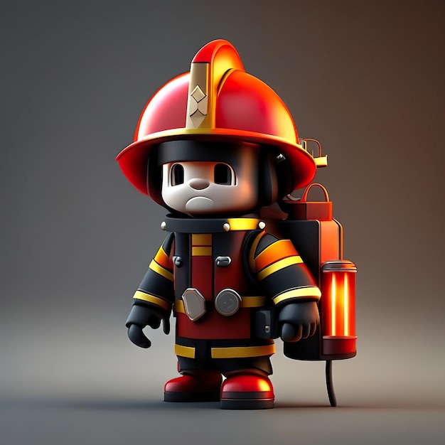 Personnage de pompier avec uniforme et casque en 3D AI générative