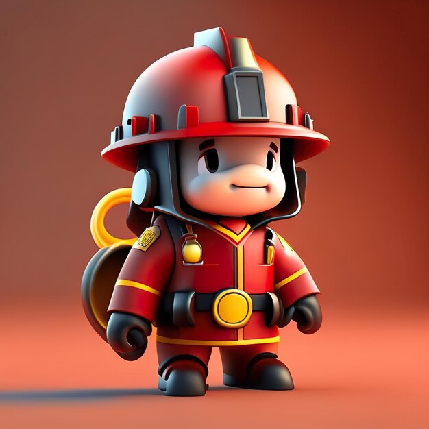 Photo personnage de pompier avec uniforme et casque en 3d ai générative