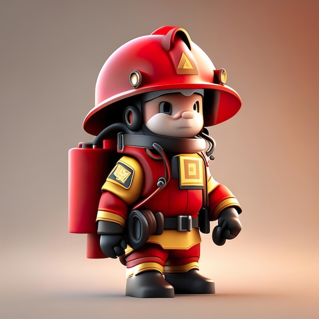 Photo personnage de pompier avec uniforme et casque en 3d ai générative