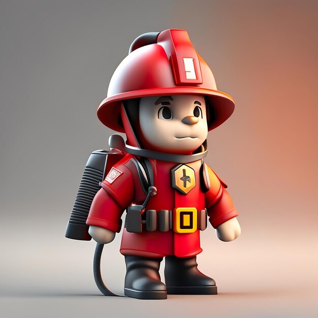Photo personnage de pompier avec uniforme et casque en 3d ai générative
