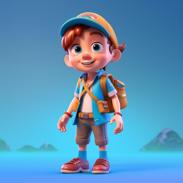 Un personnage pour un garçon avec un sac à dos et un chapeau.
