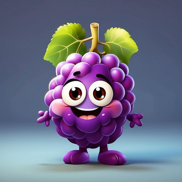 Un personnage de raisin mignon en 3D