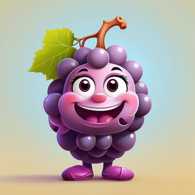 Un personnage de raisin mignon en 3D