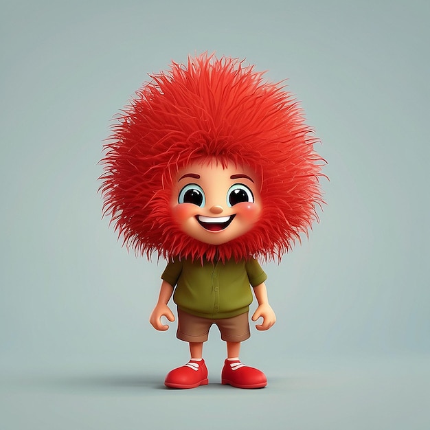 Photo un personnage de rambutan mignon en 3d