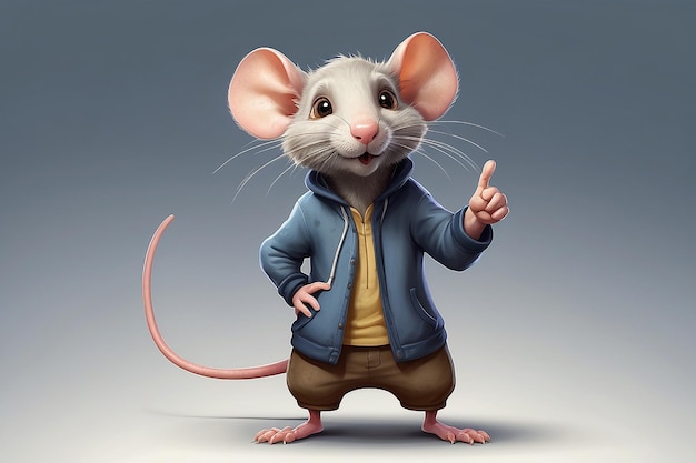 Personnage de rat anthropomorphique isolé sur le fond