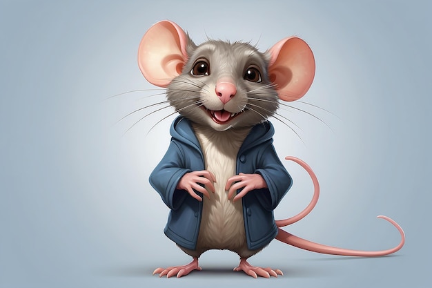 Personnage de rat anthropomorphique isolé sur le fond