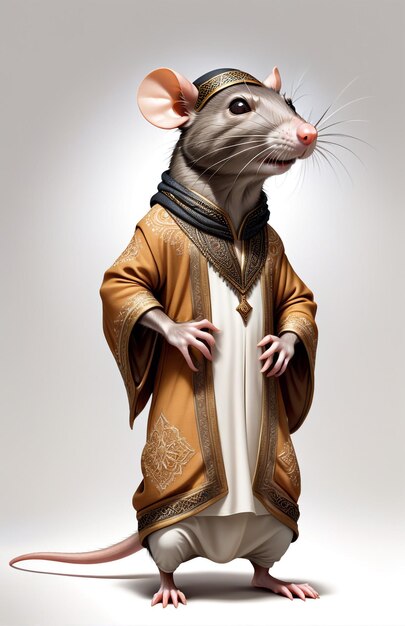 Photo personnage de rat anthropomorphique isolé sur le fond