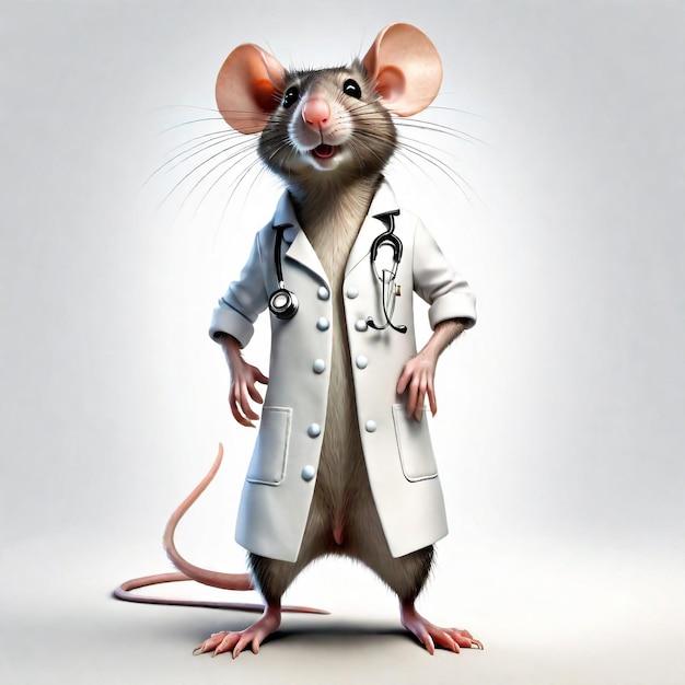 Personnage de rat anthropomorphique isolé sur le fond