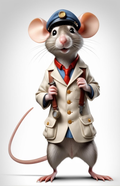 Photo personnage de rat anthropomorphique isolé sur le fond