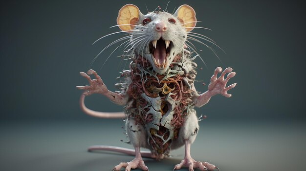 personnage de rat zombie de dessin animé 3D IA générative