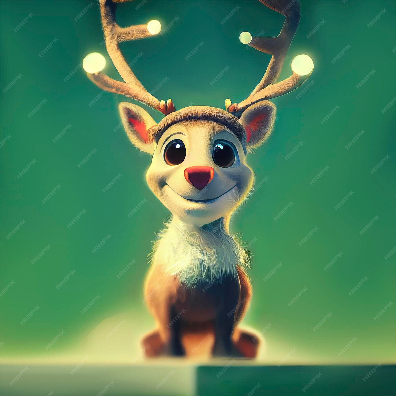 Personnage de renne de noël renne mignon dans l'illustration animée de