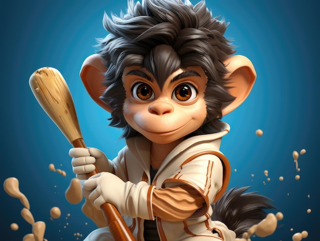 Personnage de singe mignon HD 8K fond d'écran d'illustration vectorielle