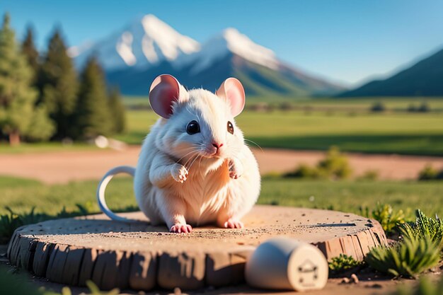 Photo personnage de souris de dessin animé cute close-up photographie d'animaux papier peint illustration de fond