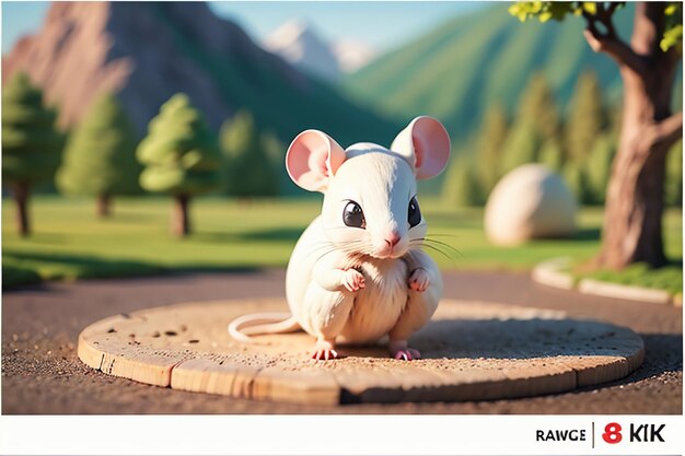 Personnage de souris de dessin animé Cute close-up Photographie d'animaux Papier peint Illustration de fond