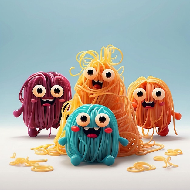 Un personnage de spaghettis mignon en 3D