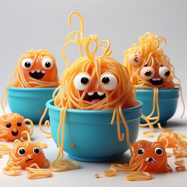 Un personnage de spaghettis mignon en 3D