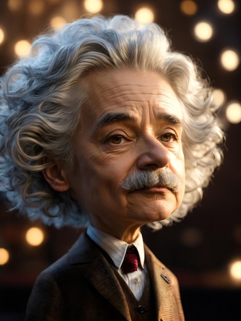 Personnage de style dessin animé 3D d'Albert Einstein créé avec Generative AI