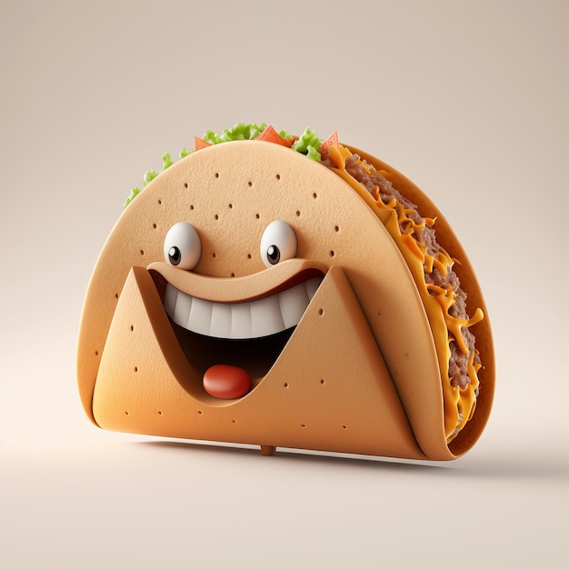 Personnage de tacos mignon isolé sur fond vide