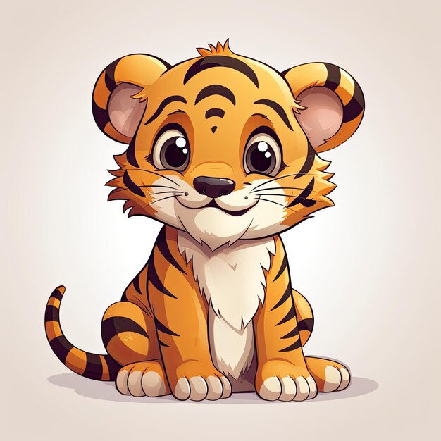 Photo un personnage de tigre mignon et charmant dans une illustration vectorielle