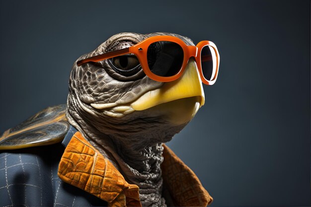 Un personnage de tortue avec des lunettes de soleil à la mode