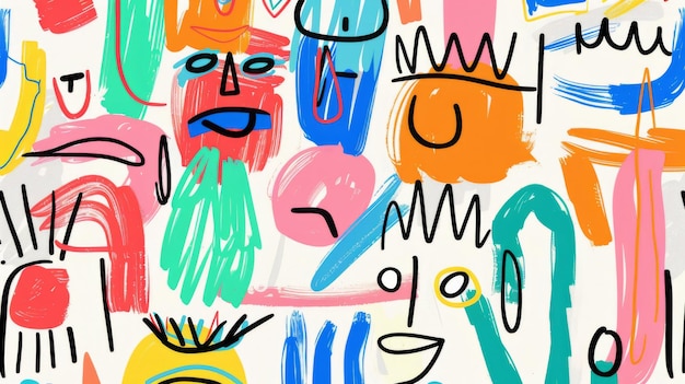 personnages aléatoires enfants dessinant un motif de griffon