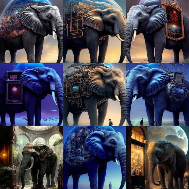 Personnages animaux pour les dessins animés éléphants illustrations pour la publicité dessins dessinés jeux médias imprimés