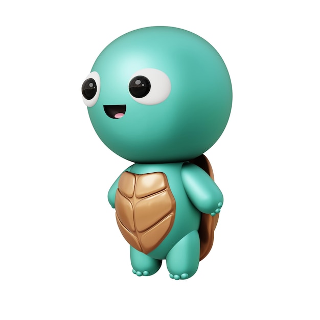 Personnages animaux de tortue Dessin animé mignon tortue 3D illustration isolé sur fond blanc