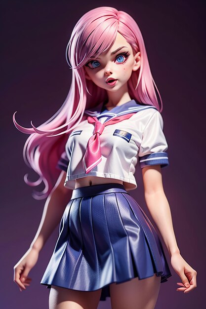 Personnages en forme de dessin animé, modèles de jeunes et belles filles, poupées de rendu 3D, Anime faits à la main