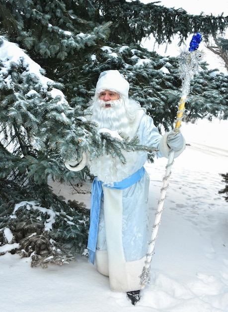 Personnages de Noël russes Ded Moroz (Père Frost) à l'extérieur