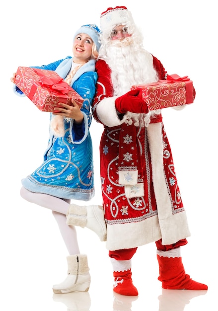 Personnages de Noël russes Ded Moroz Père Frost et Snegurochka Snow Maiden Isolé